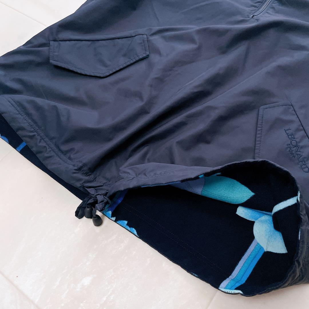 美品✨レオナール リバーシブルベスト ロゴ入り トリム ゴルフ ブルー系 L