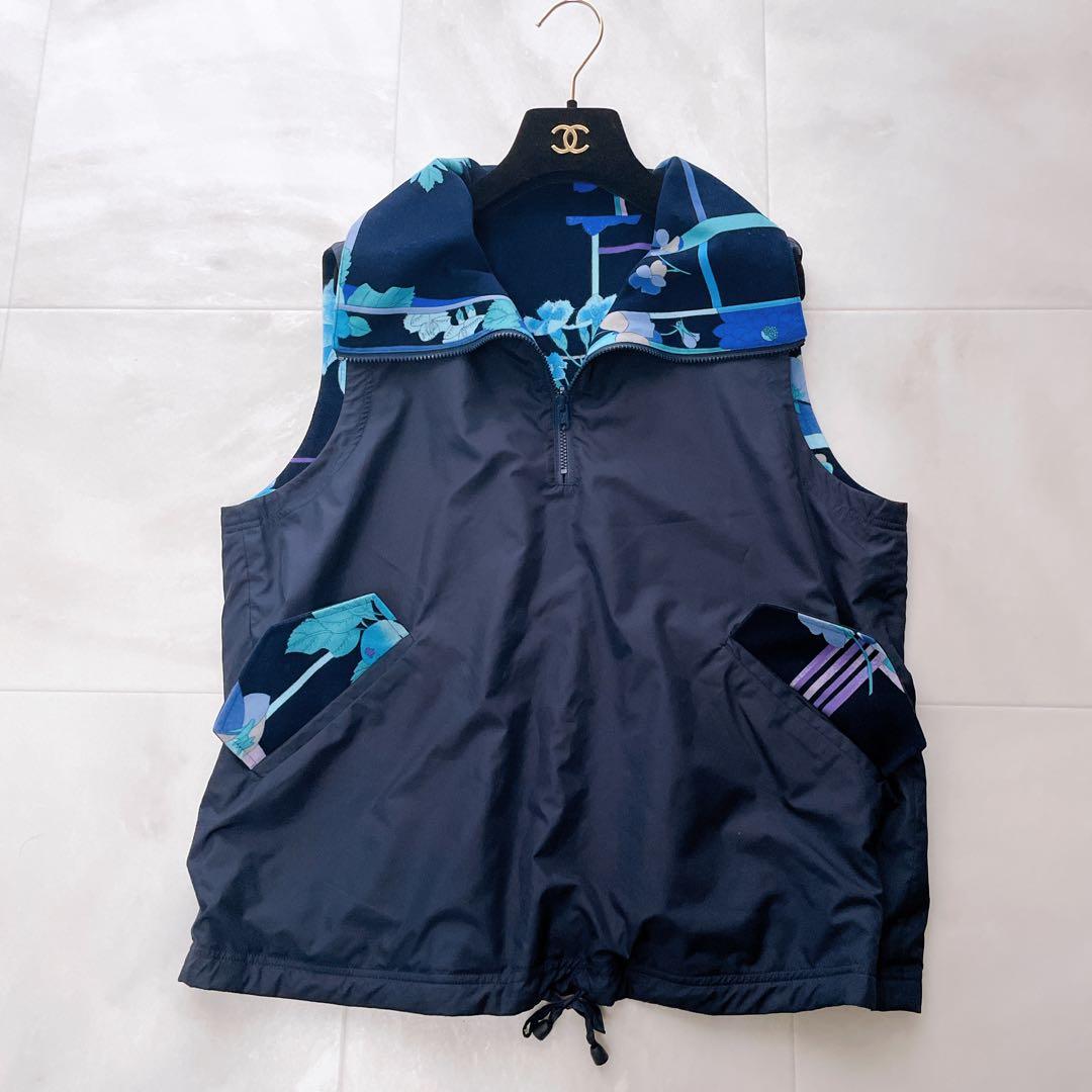 美品✨レオナール リバーシブルベスト ロゴ入り トリム ゴルフ ブルー系 L
