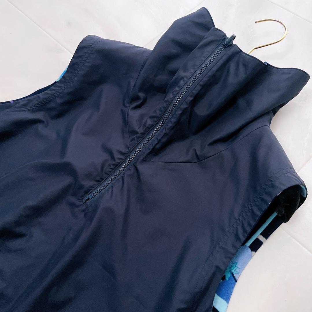 美品✨レオナール リバーシブルベスト ロゴ入り トリム ゴルフ ブルー系 L