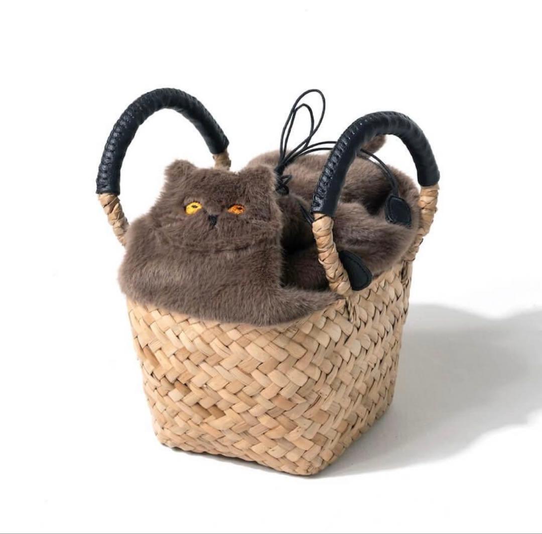 ヘイニ　ねこモチーフかごバッグ