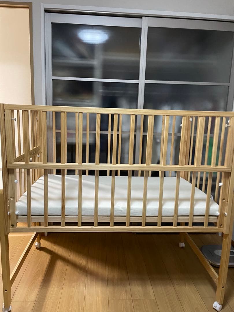 【大和屋　木製ベビーベッド】Wオープンベビーベッド(送料込み)