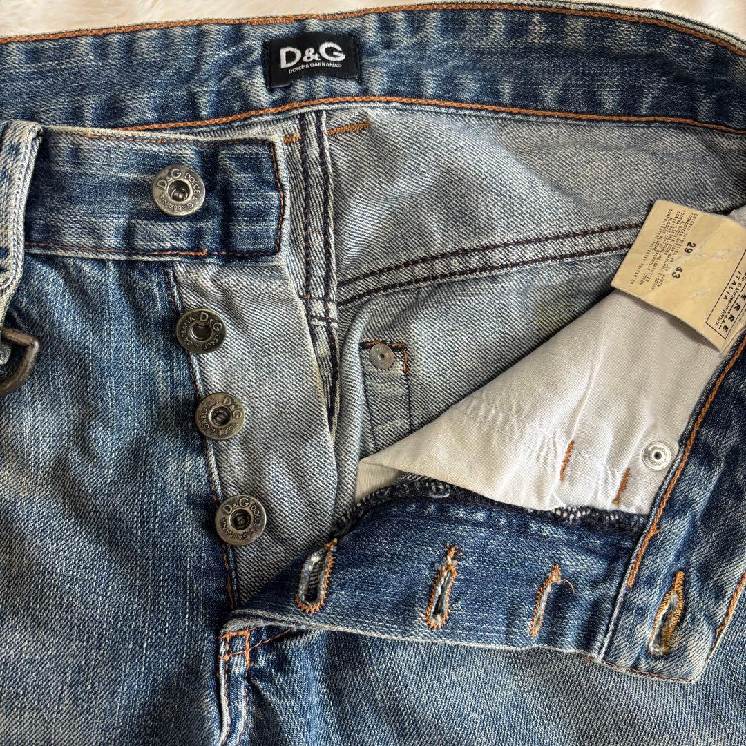 ドルガバ ウォッシュド ダメージ チェーン デニムパンツ