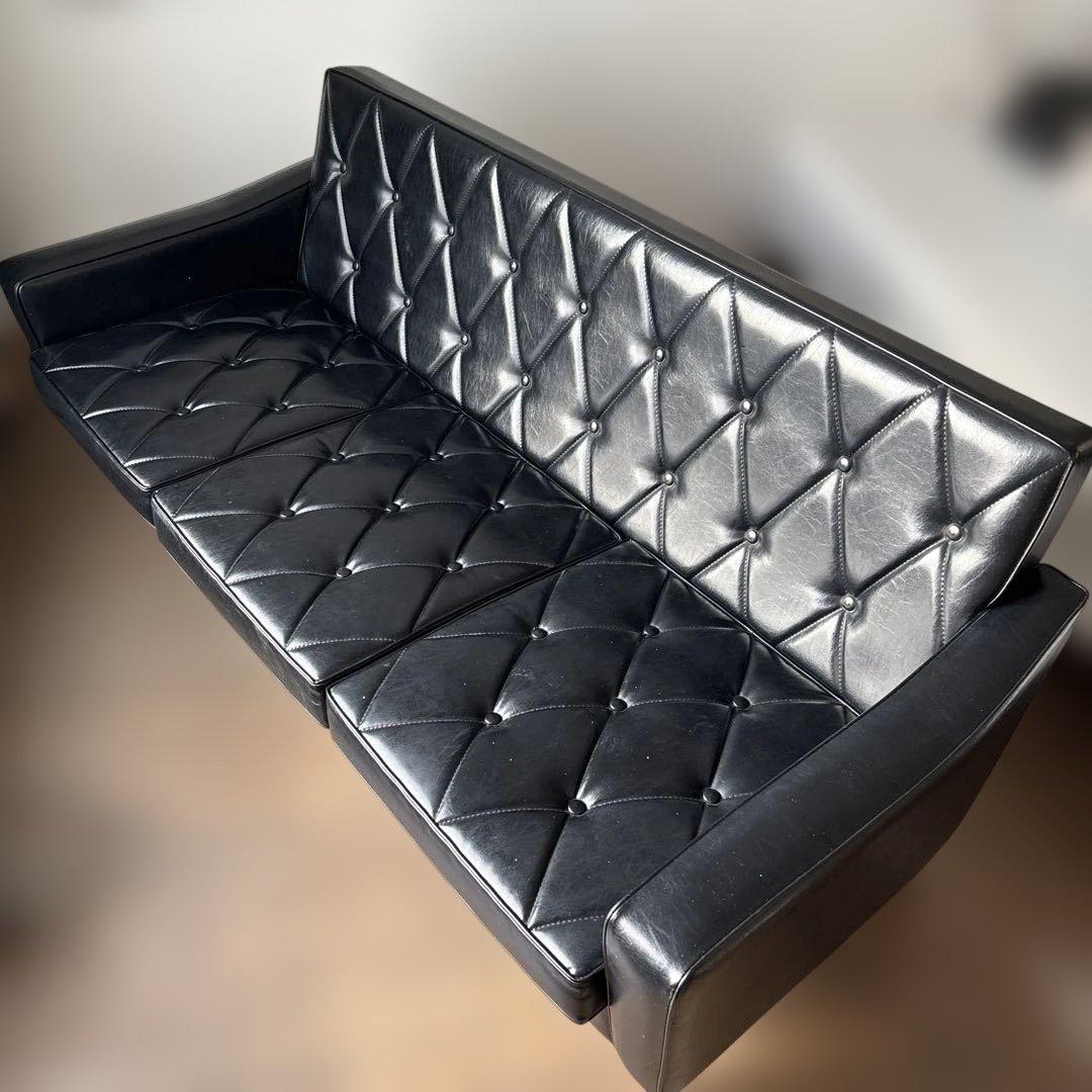 カモメ　カリモク60 ロビーチェア　黒　3シーター