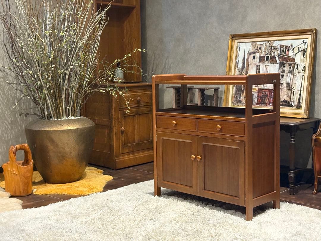 karimoku カリモク　キャビネット　電話台　収納　引き出し　ビンテージ