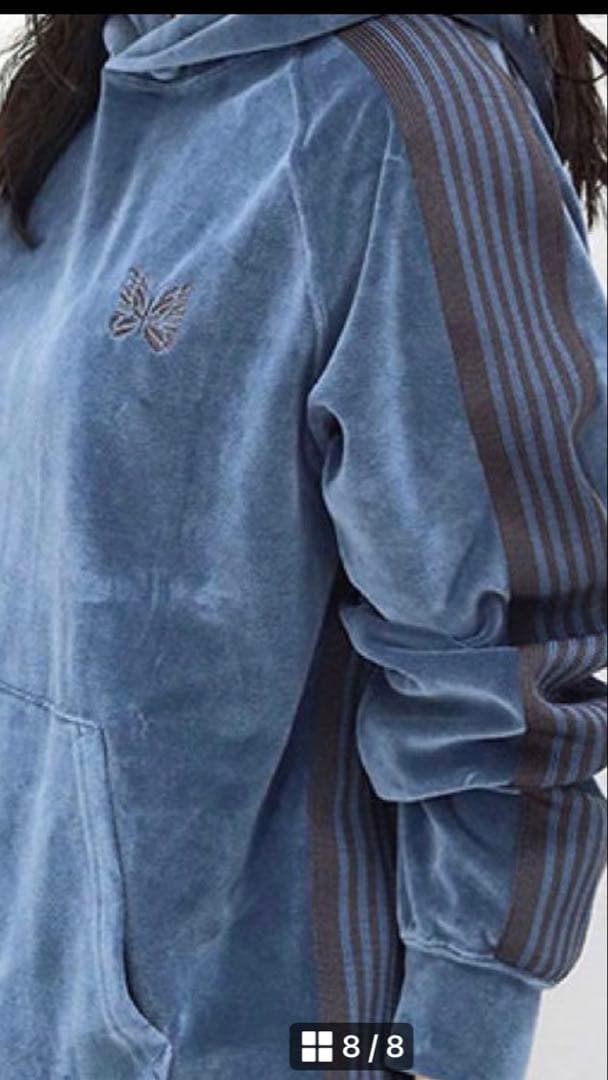 Needles トラックフーディ　ベロア　ブルーグレイXS