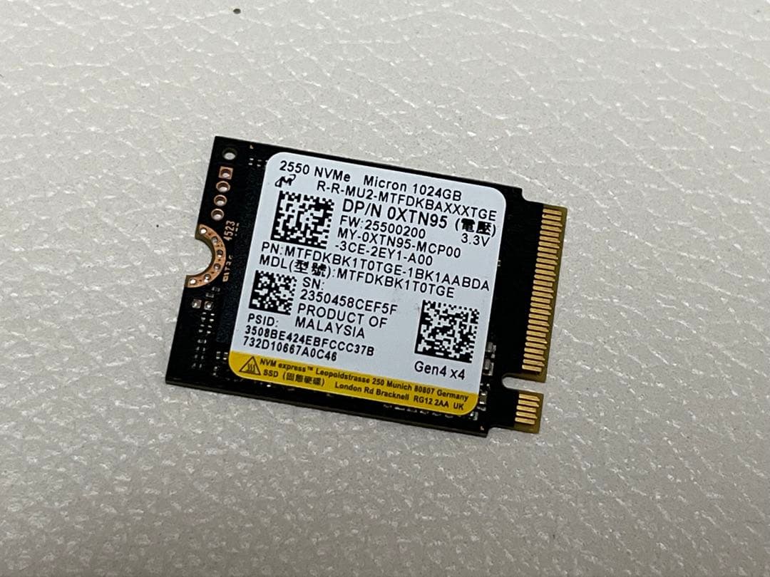 内蔵型SSD Micron m.2 2230 NVME SSD 2400 1TB