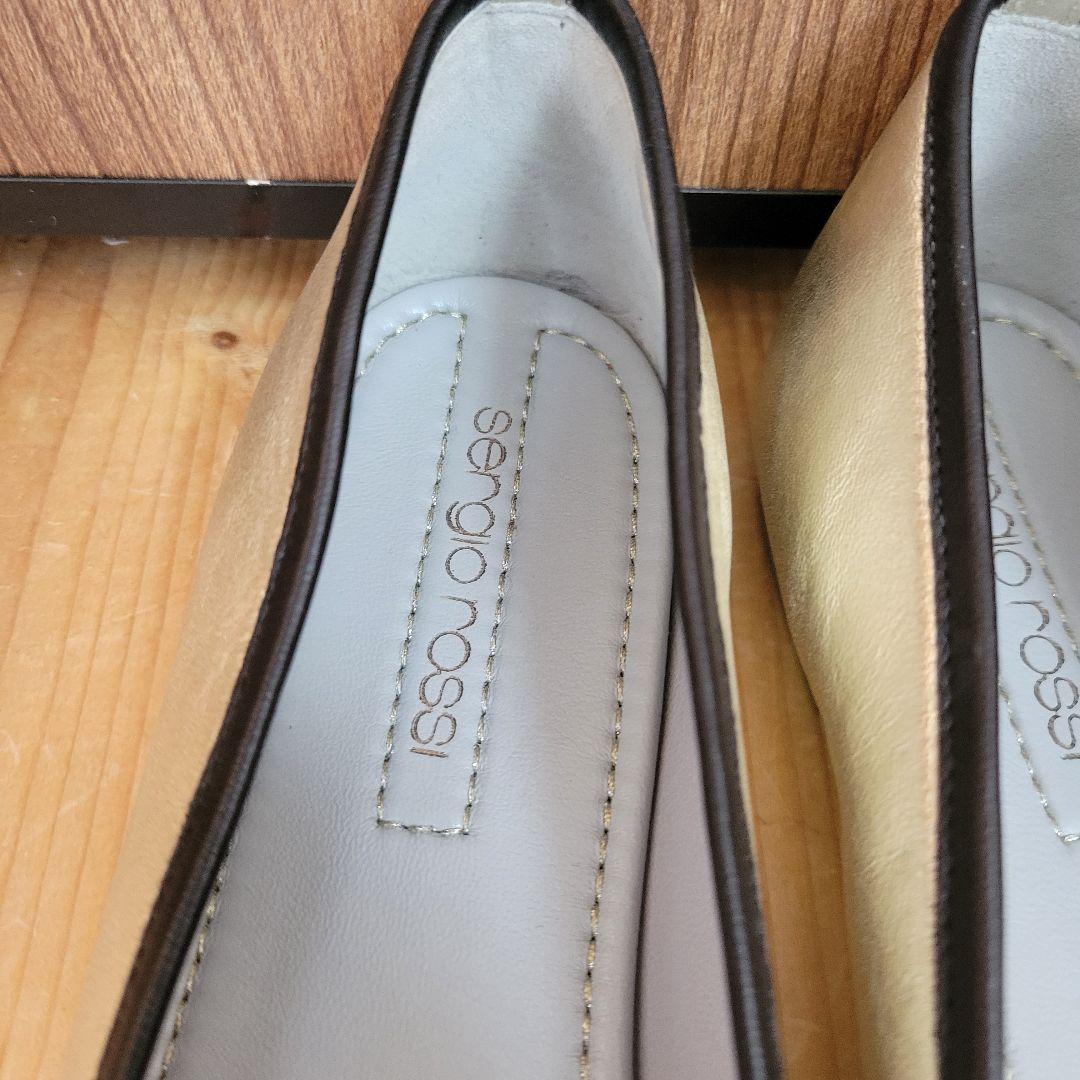 美品✨ セルジオロッシ レザー フラットパンプス 34 シルバー