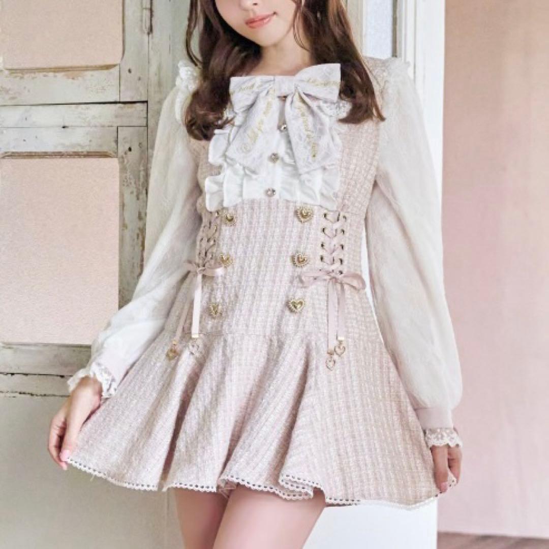 LIZLISA メッセージリボンツイードセットアップ