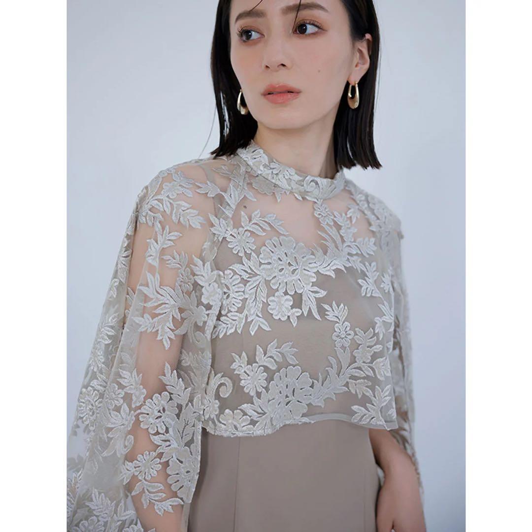 anuans エンブロイダリーレースケープセットドレス ベージュ S