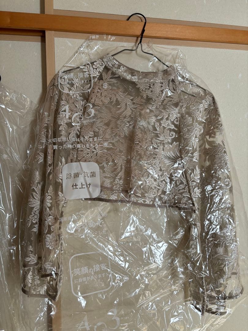 anuans エンブロイダリーレースケープセットドレス ベージュ S