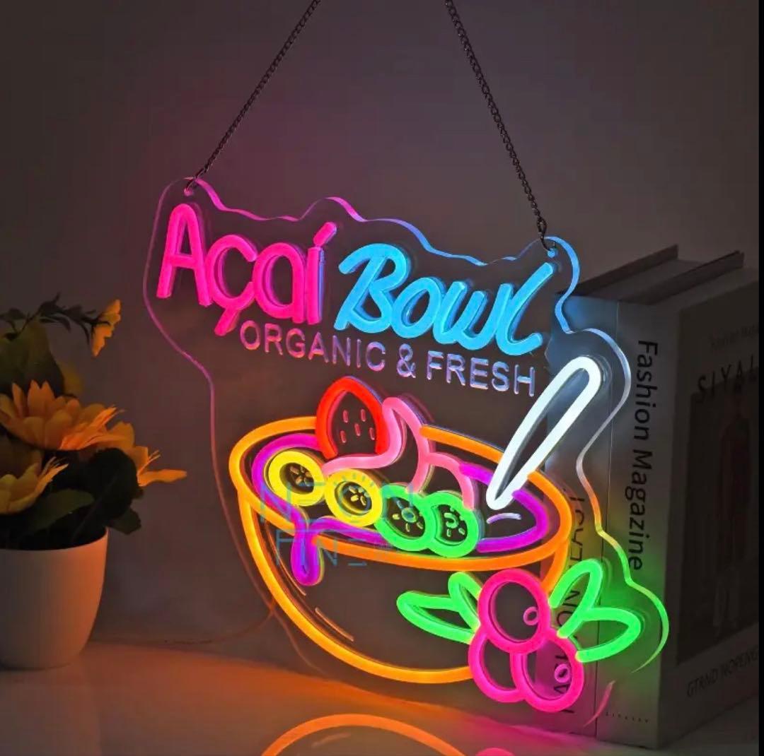 アサイーボウル ネオンライト LED 看板 USB調光 壁掛け カフェ