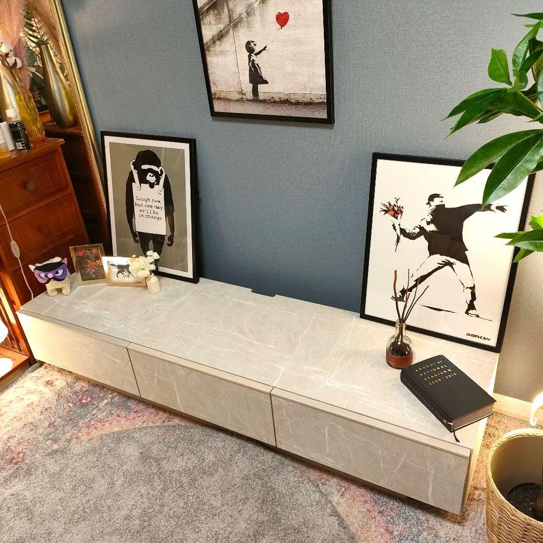 【まろ】LOWYA 日本製 テレビボード 幅160cm 大理石調