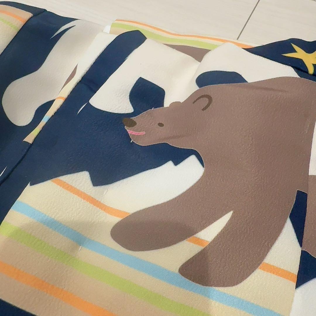 3歳 七五三 男の子 着物 被布 お参り 前撮り セット くま 青 茶