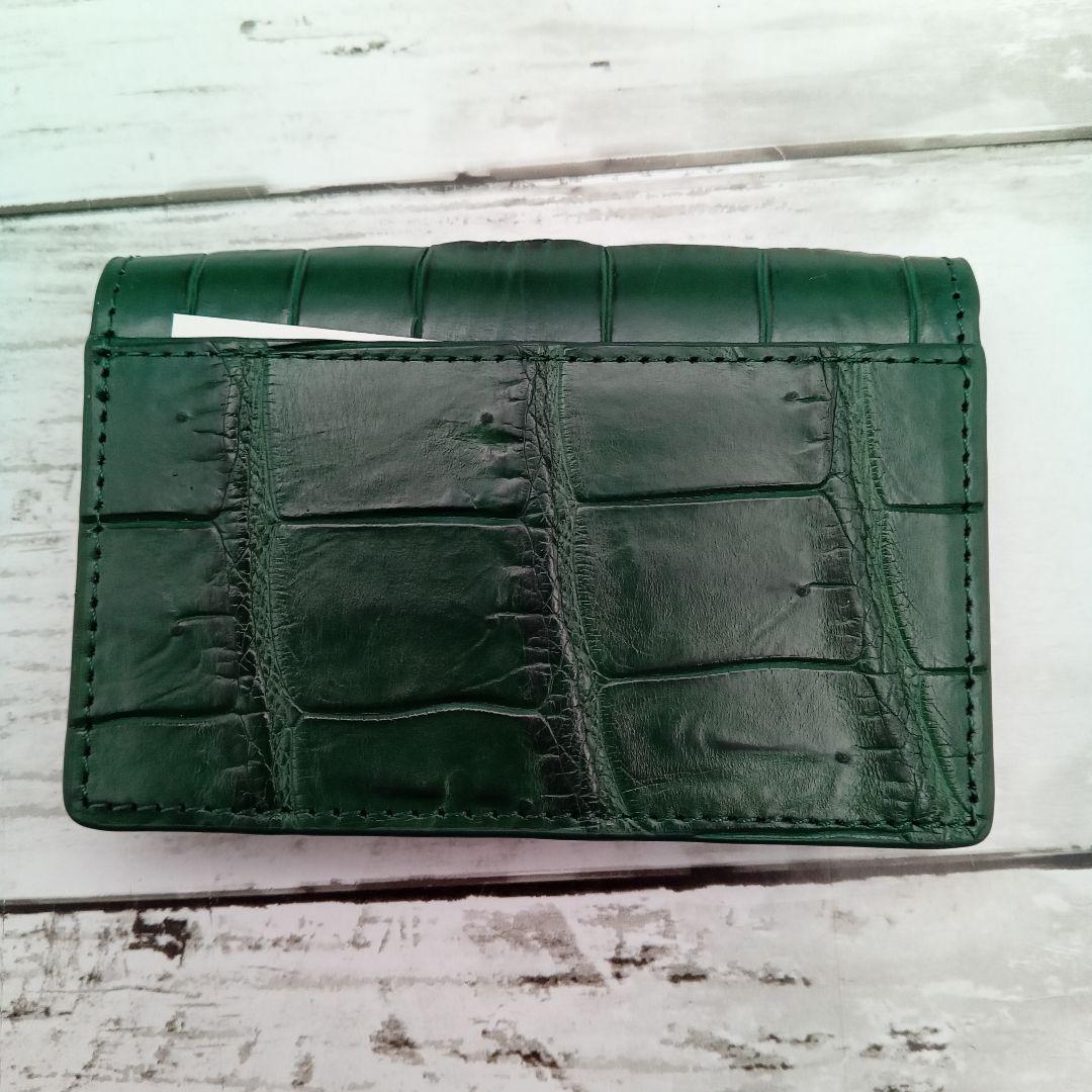 クロコダイル　クロコ　緑　名刺入れ　カードケース　本革