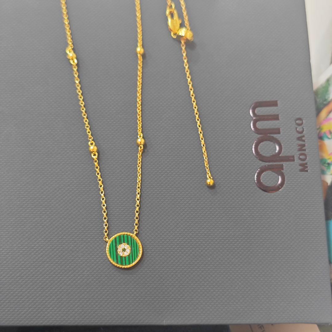 apm Monaco グリーンゴールドネックレス