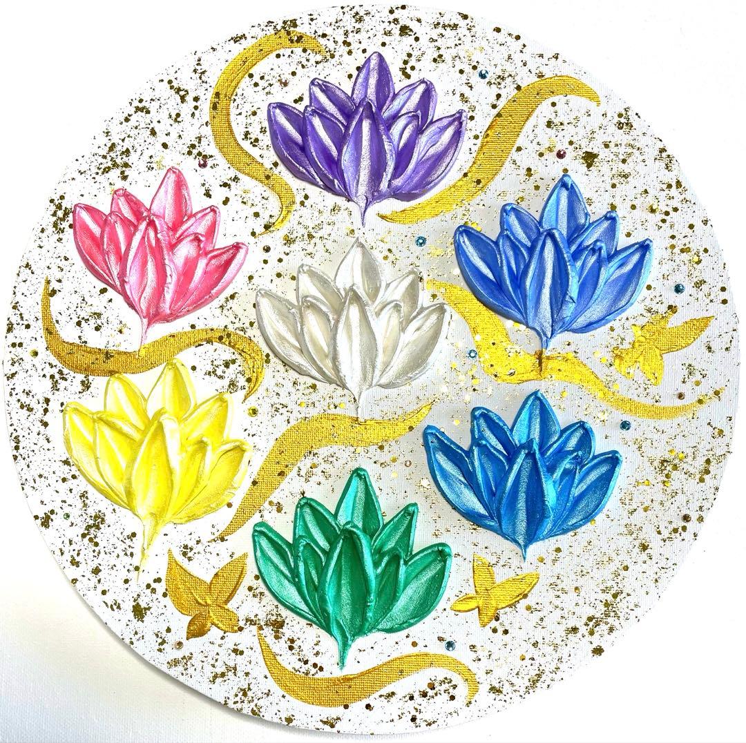 開運絵画　龍神様　赤富士　昇龍　蓮の花　白龍神様からのメッセージ　浄化　護符