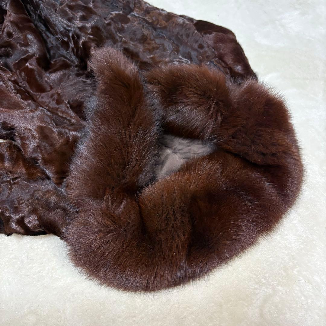 スワカラ×フォックス ロングコート ブラウン 高級毛皮 ヴィンテージ 15号