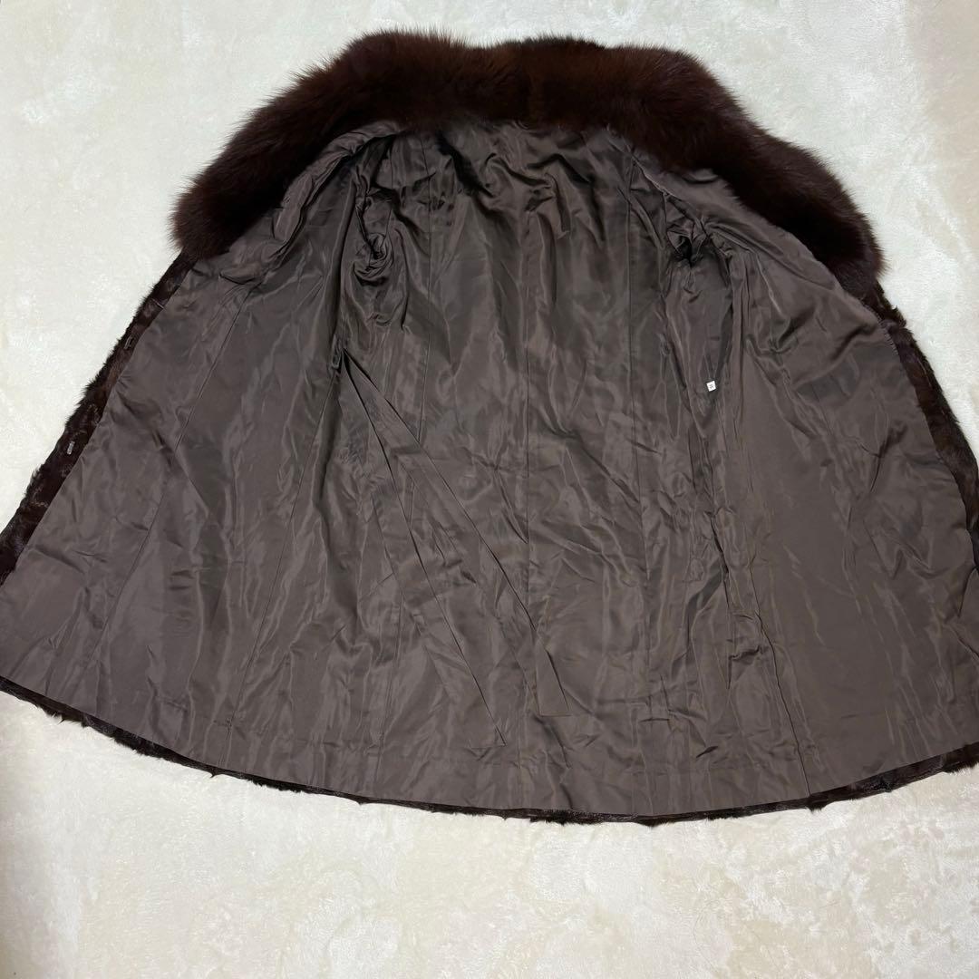 スワカラ×フォックス ロングコート ブラウン 高級毛皮 ヴィンテージ 15号