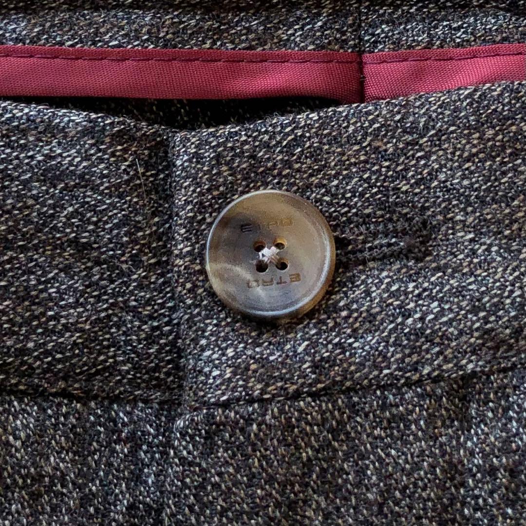 【現行 極美品 XL】エトロ　スラックス　茶　木目柄　ウール100%　ペイズリー