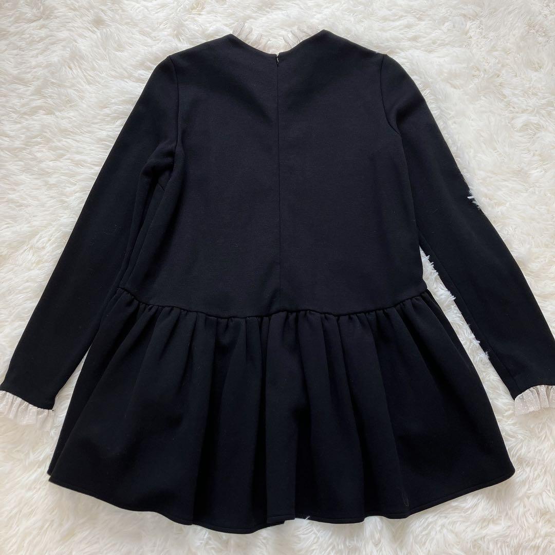 人気　ツルバイマリコオイカワ レース襟　ペプラムトップス　ブラック　黒