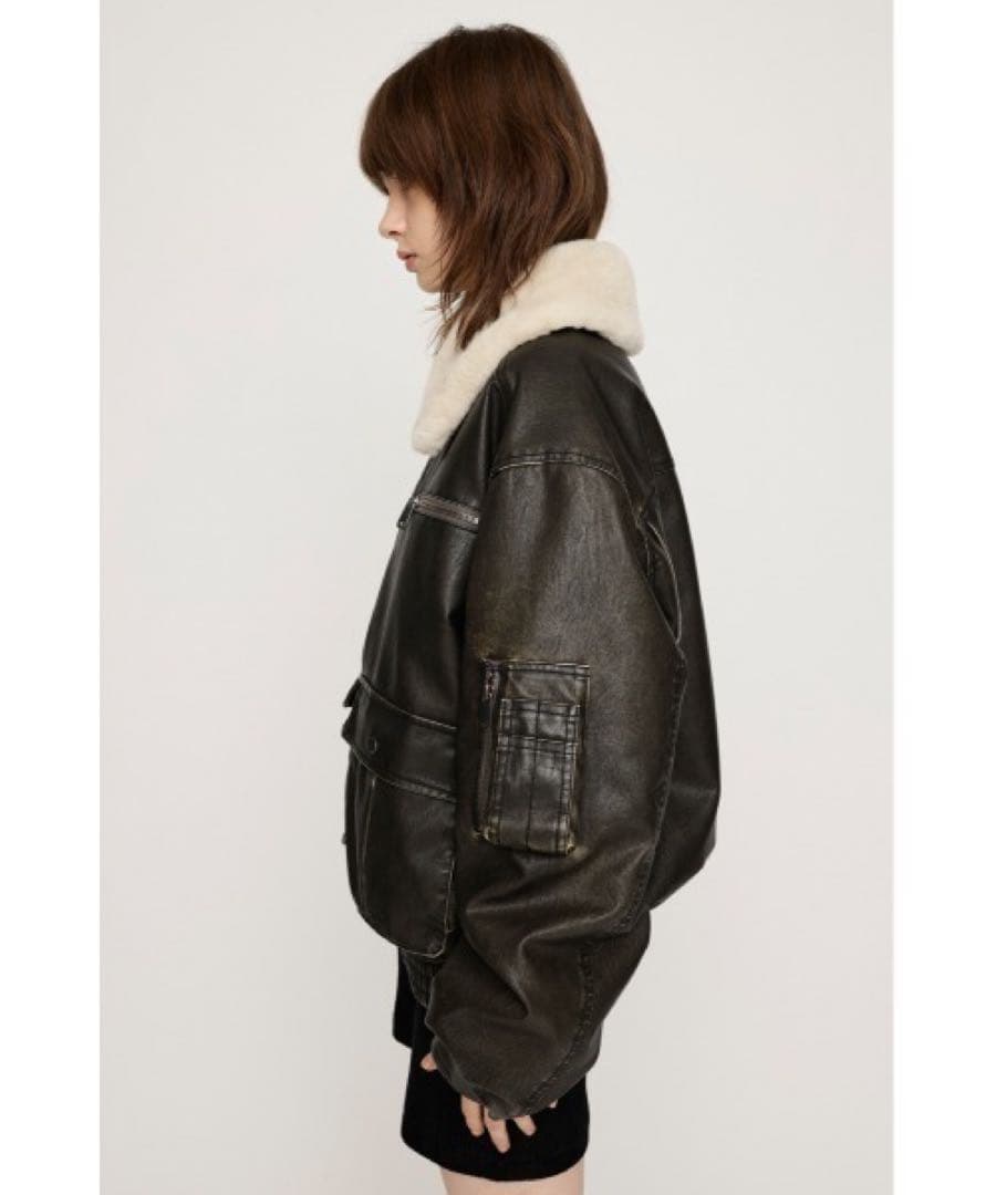 VINTAGE F/LEATHER S/BZ フェイクレザー ショートブルゾン