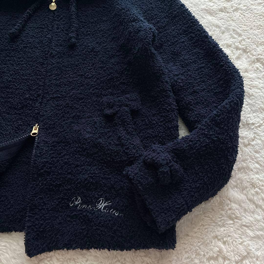 美品 希少✨ピンクハウス ロゴ刺繍入り モコモコ ジップアップ パーカー リボン