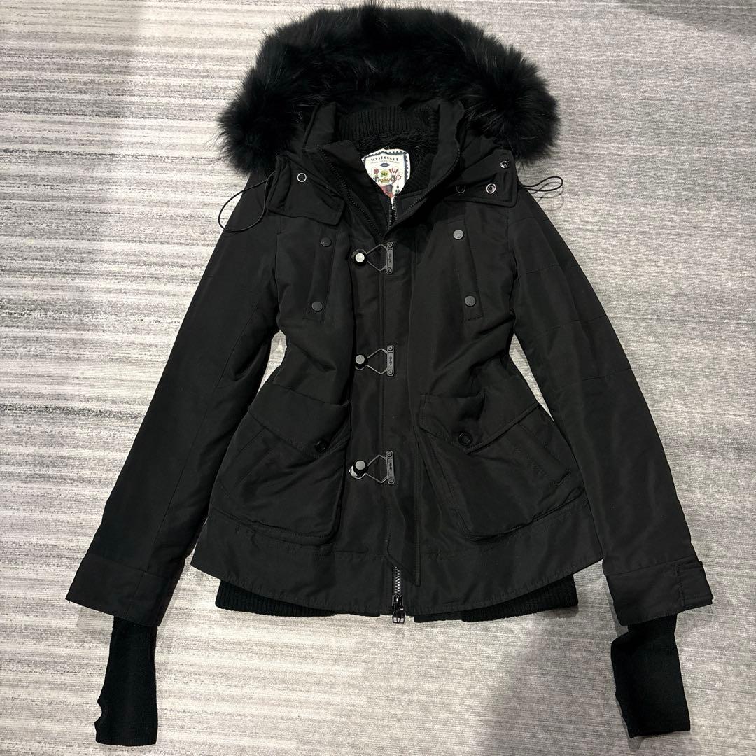 SLY スライ モッズコート ラクーンファー y2k 黒 ブラック