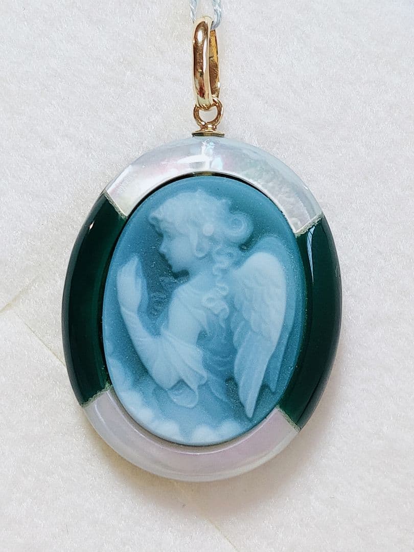 未使用品 k18 カメオ ペンダント 天使
