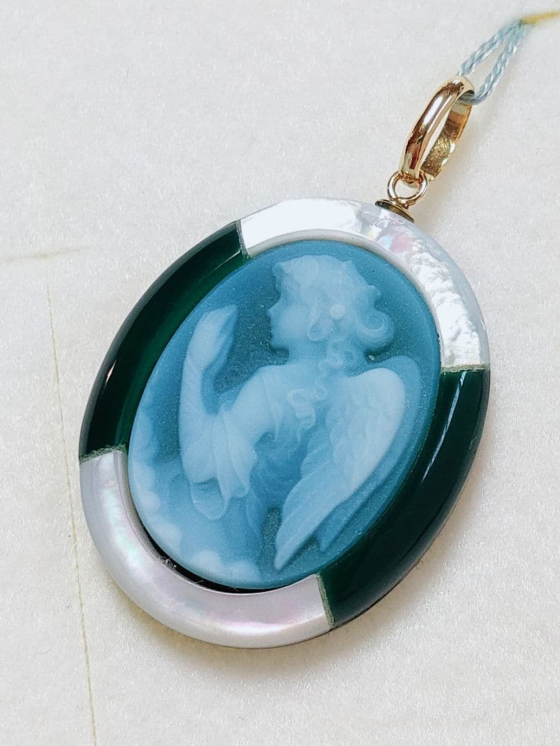 未使用品 k18 カメオ ペンダント 天使