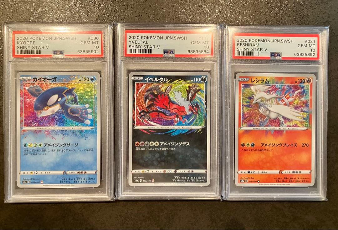 カイオーガ&レシラム&イベルタル アメイジングレアPSA10 3点セット
