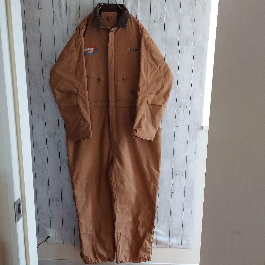 【BERNE】希少 ベルン 企業刺繍 ダック地 オーバーオール 2XL 茶