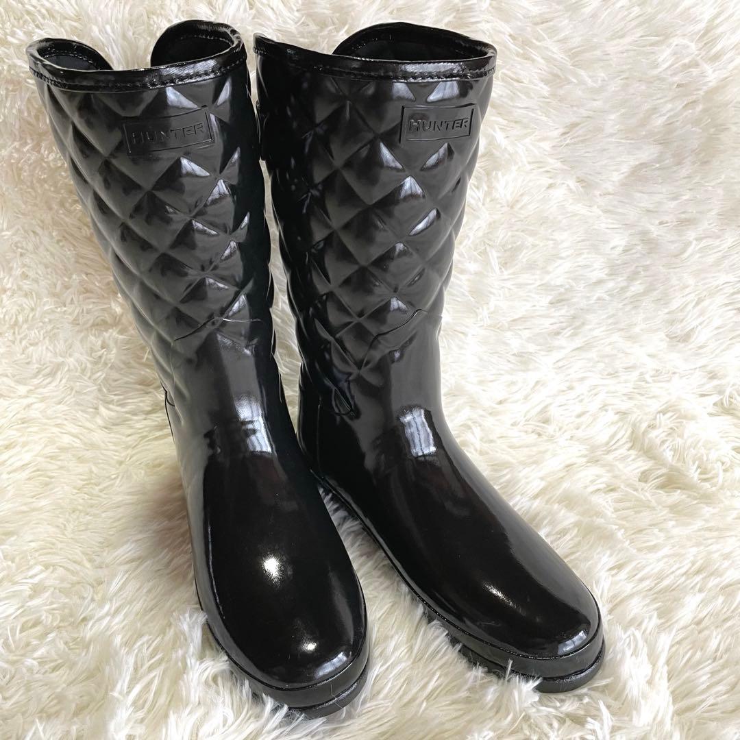 【新品、未使用】HUNTERハンター　レインブーツ　長靴　ブラック24.5cm