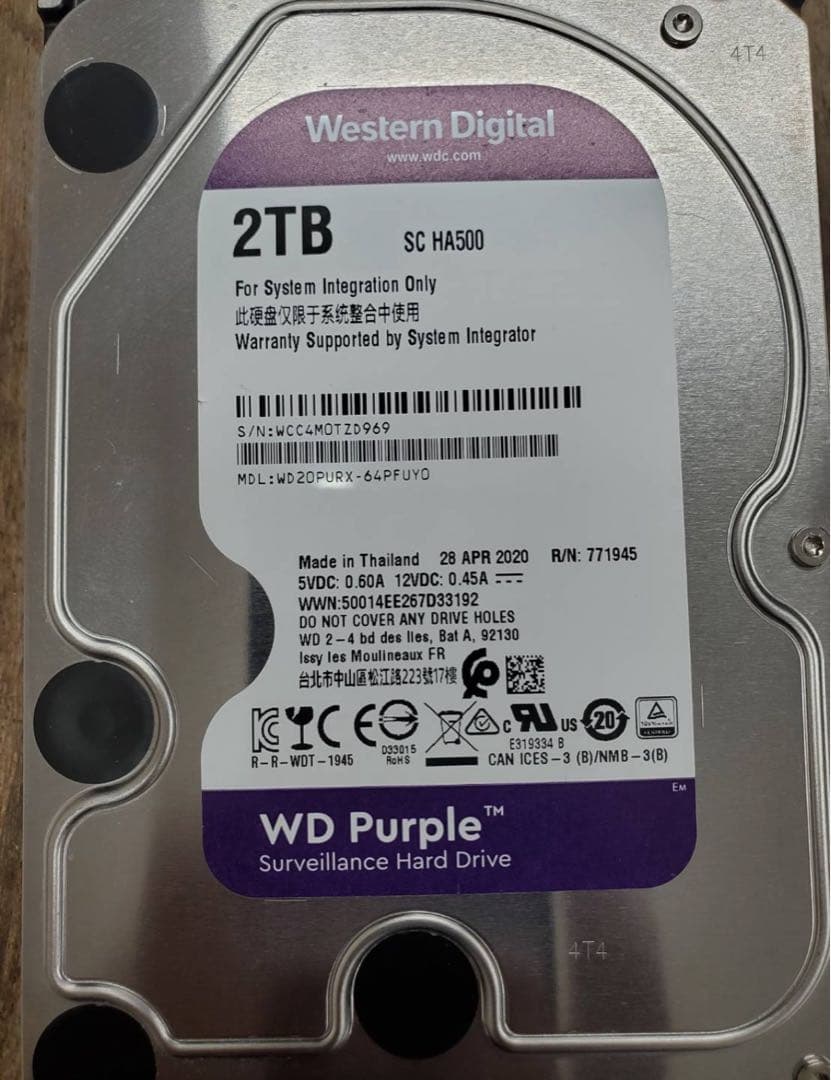 WD Purple 2TB 内蔵型ハードディスクドライブ