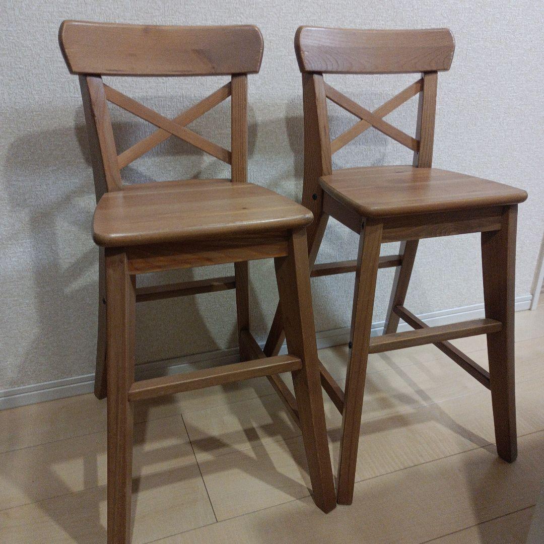 IKEA 　イケア　キッズチェア　 INGOLF 無垢材 2脚セット
