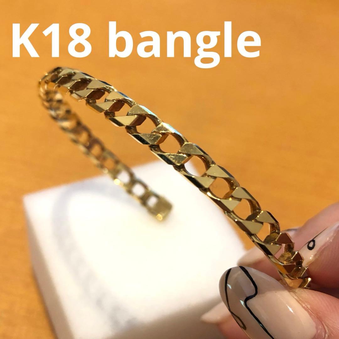 K18美品喜平モチーフゴールドバングル　19cm 128H2503
