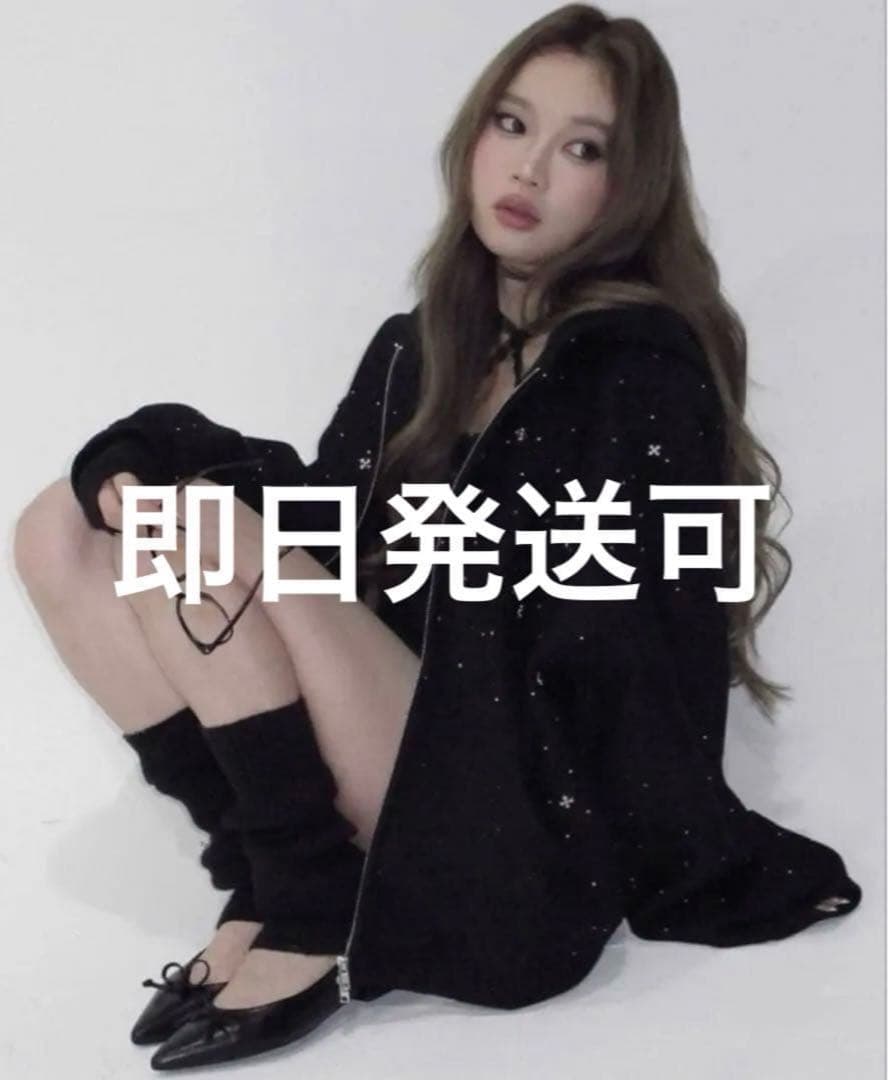 ANDWANG kirakira jewel zip up パーカー