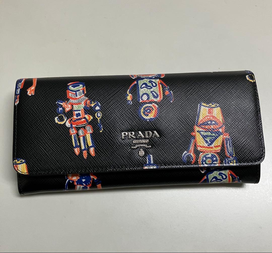 バンブー 　PRADA ロボット柄 長財布 ブラック　プラダ　1MH132