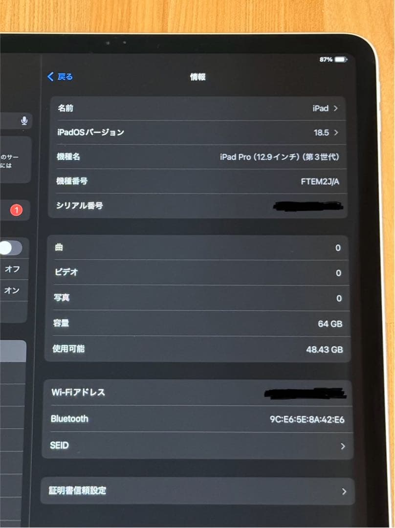 Apple iPad Pro 第3世代 12.9インチ 64GB WIFIモデル