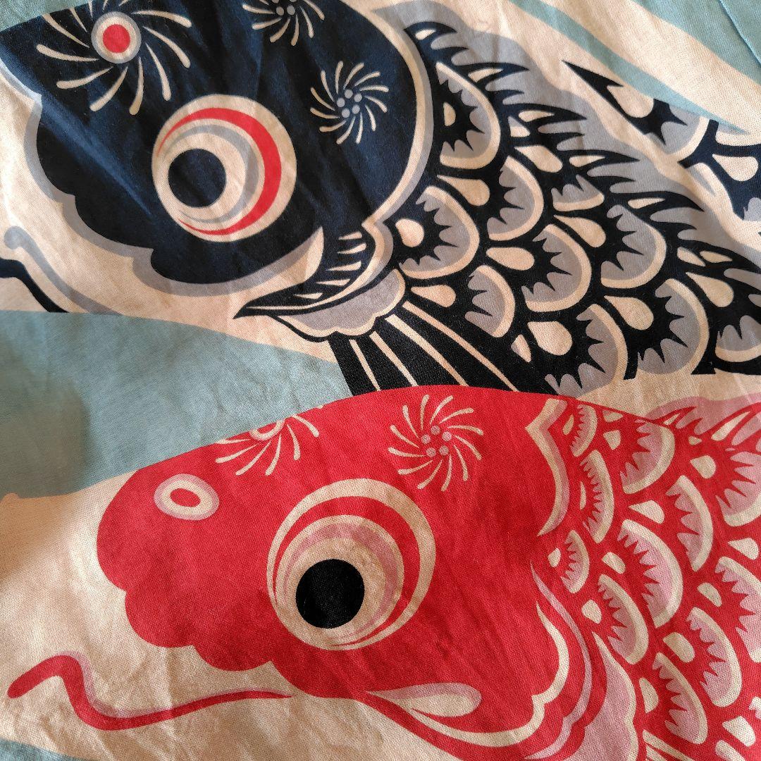 柿渋染めもんぺ【鯉空】ハンドメイド ワイドパンツ 季節手拭い 鯉のぼり 節句