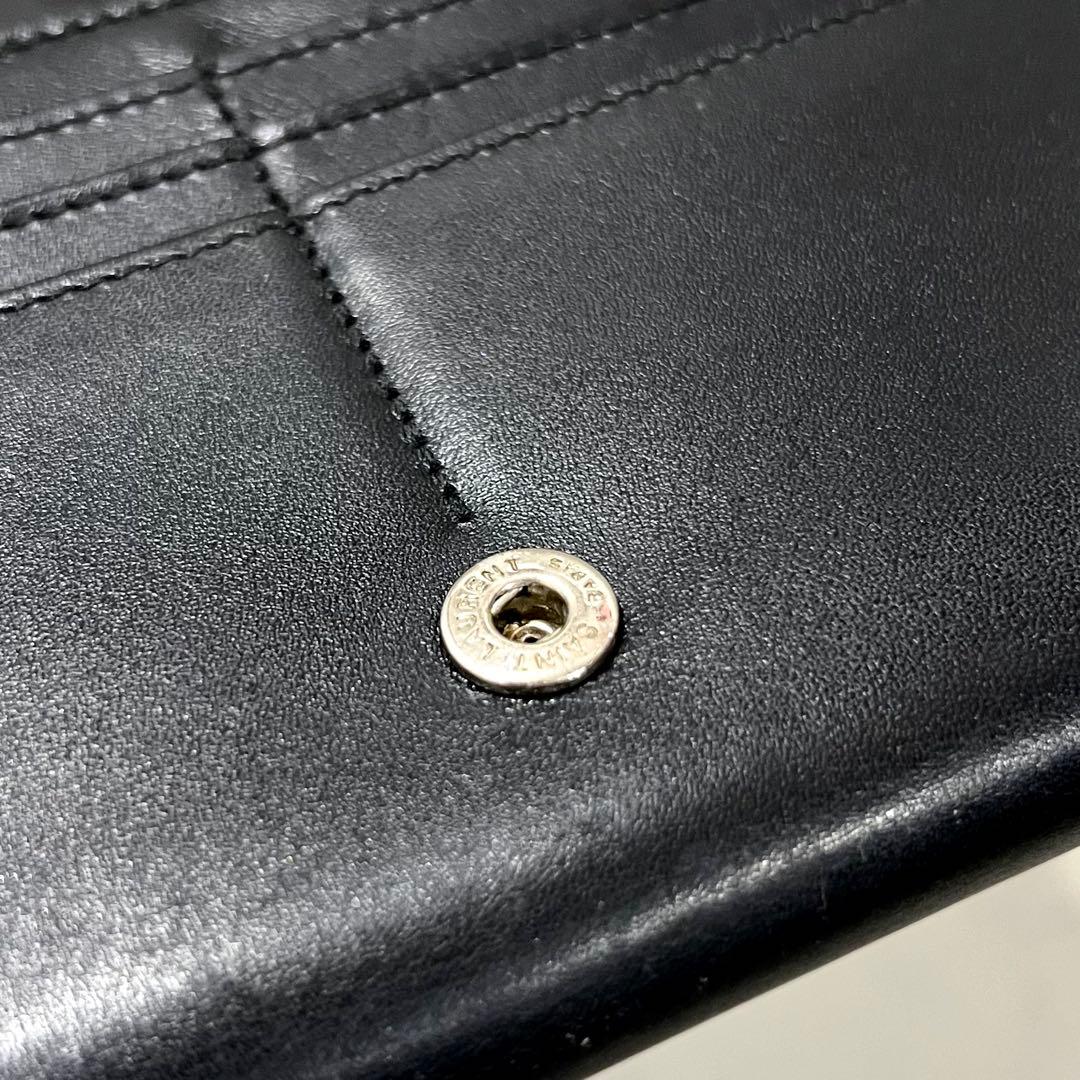美品 Saint Laurent サンローラン 長財布 レザー 星 ロゴ金具 黒
