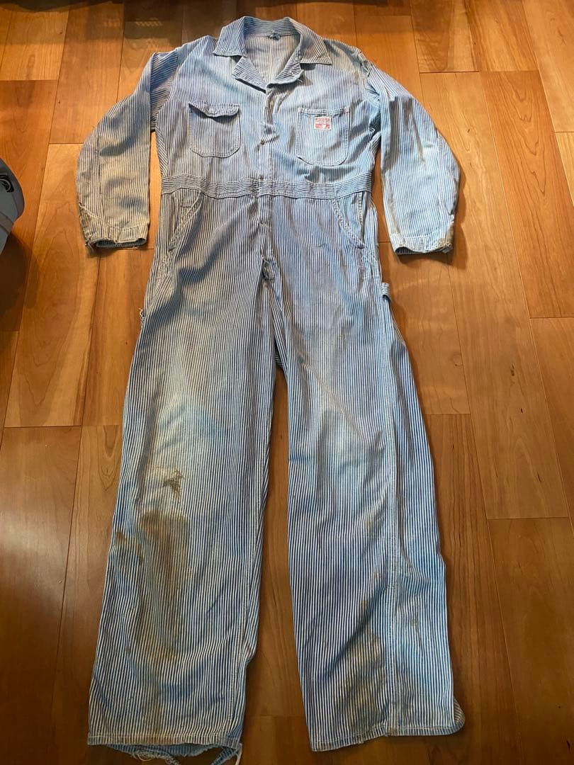 50s ビンテージ　PIONEER ヒッコリーストライプつなぎ　カバーオール