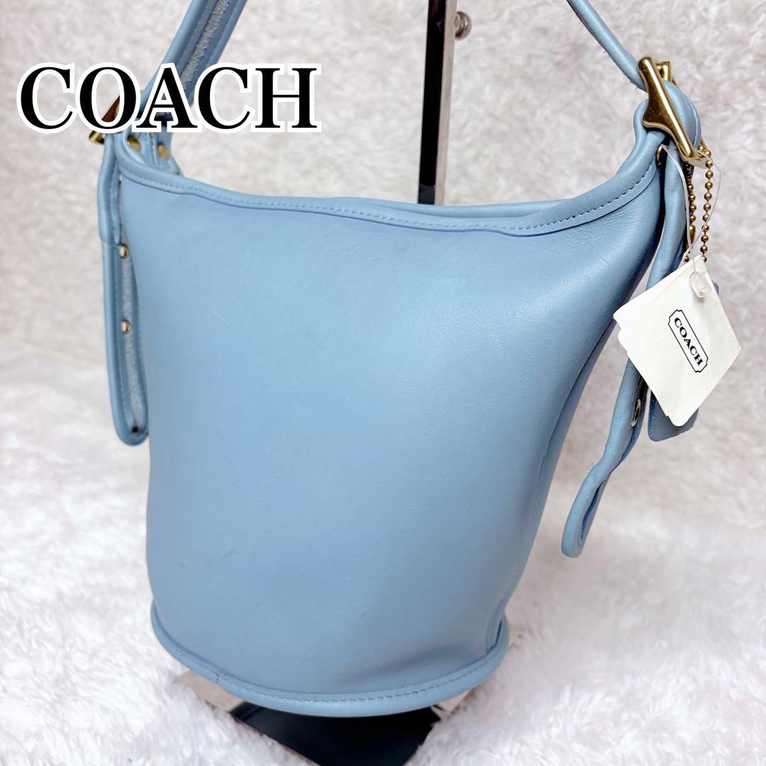 希少 タグ付 オールドコーチ バケツ型 USA製　ショルダーバッグ　ライトブルー