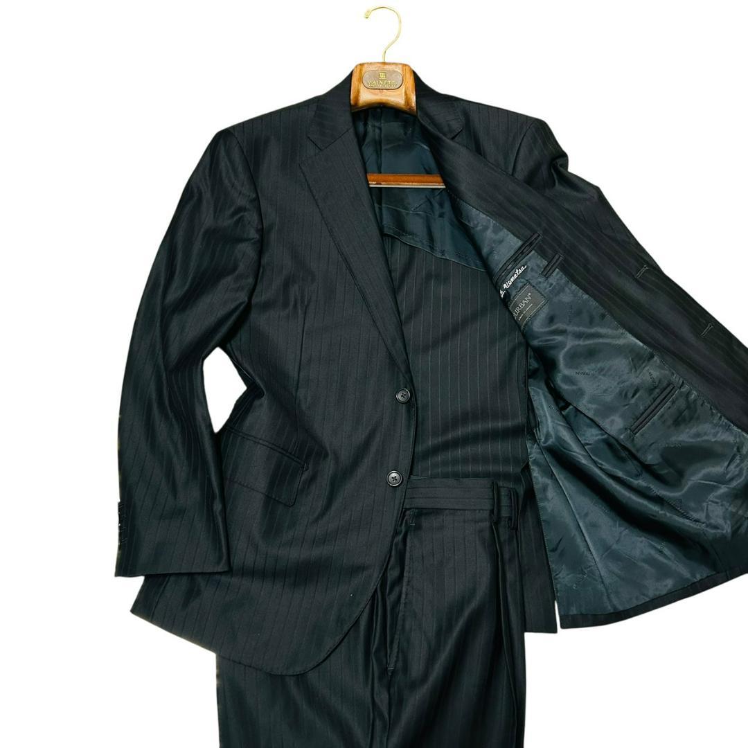 最高級 ロロピアーナ タスマニアン ダーバン スーツ AB6 黒 光沢 ウール