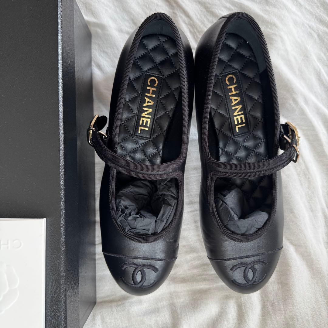 【新品未使用】CHANEL ブラックメリージェーンパンプス 40サイズ