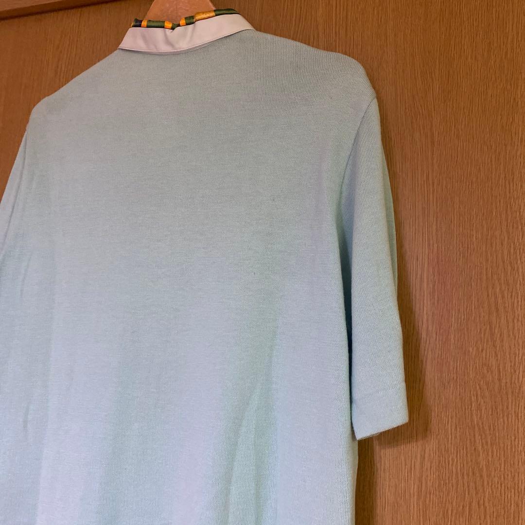 【送料無料】 HERMES エルメス シルク スカーフ柄 切替ポロシャツ M