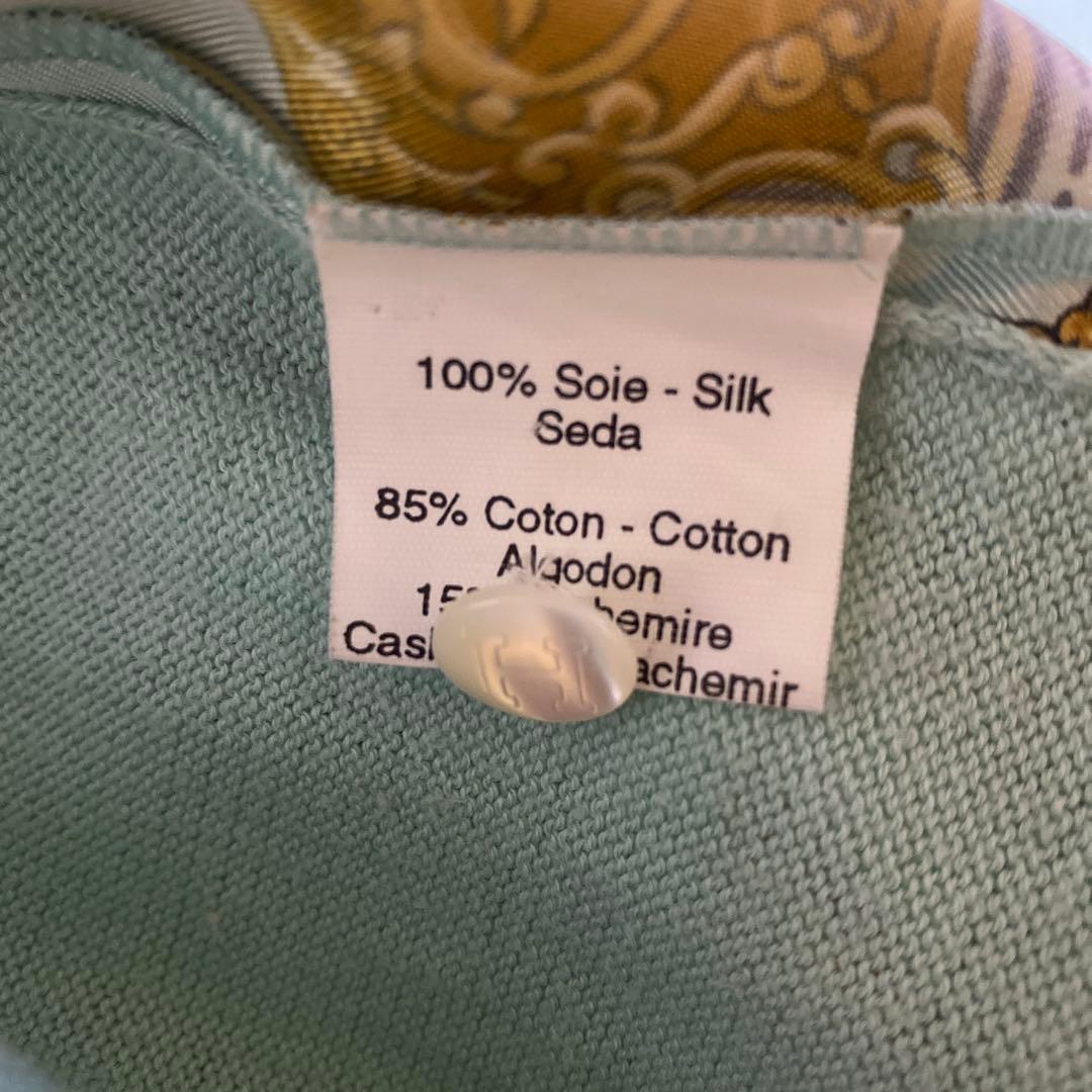 【送料無料】 HERMES エルメス シルク スカーフ柄 切替ポロシャツ M