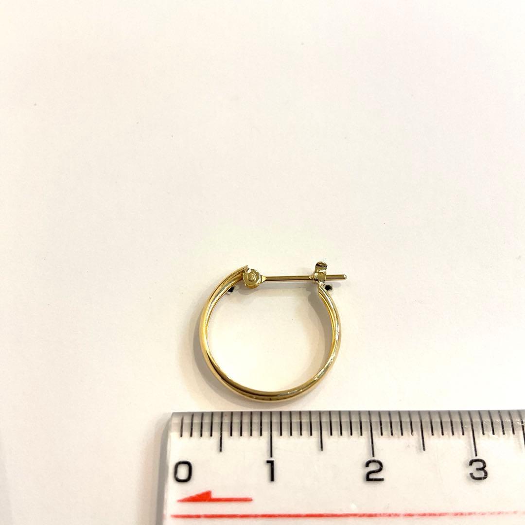 K18甲丸フープ2×15片方ピアス新品