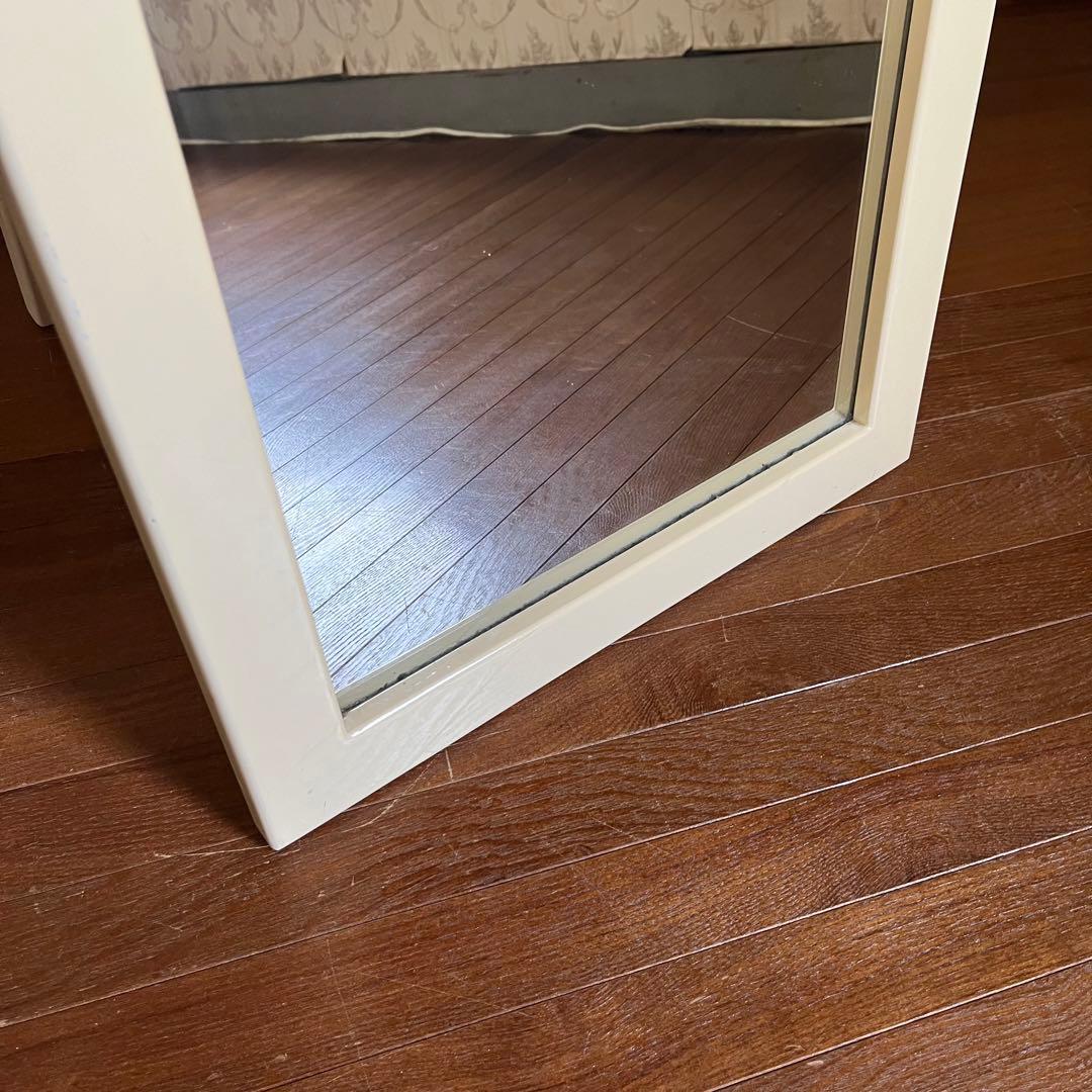 【アンティーク】北欧レトロ 折り畳み スタンドミラー 姿見 全身 鏡 古道具