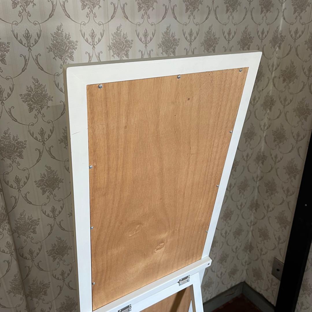 【アンティーク】北欧レトロ 折り畳み スタンドミラー 姿見 全身 鏡 古道具