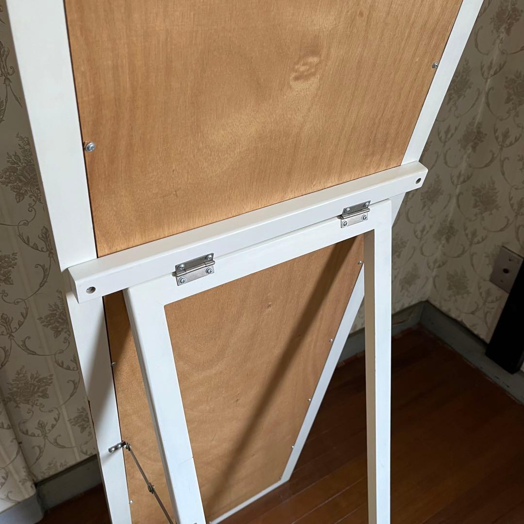 【アンティーク】北欧レトロ 折り畳み スタンドミラー 姿見 全身 鏡 古道具